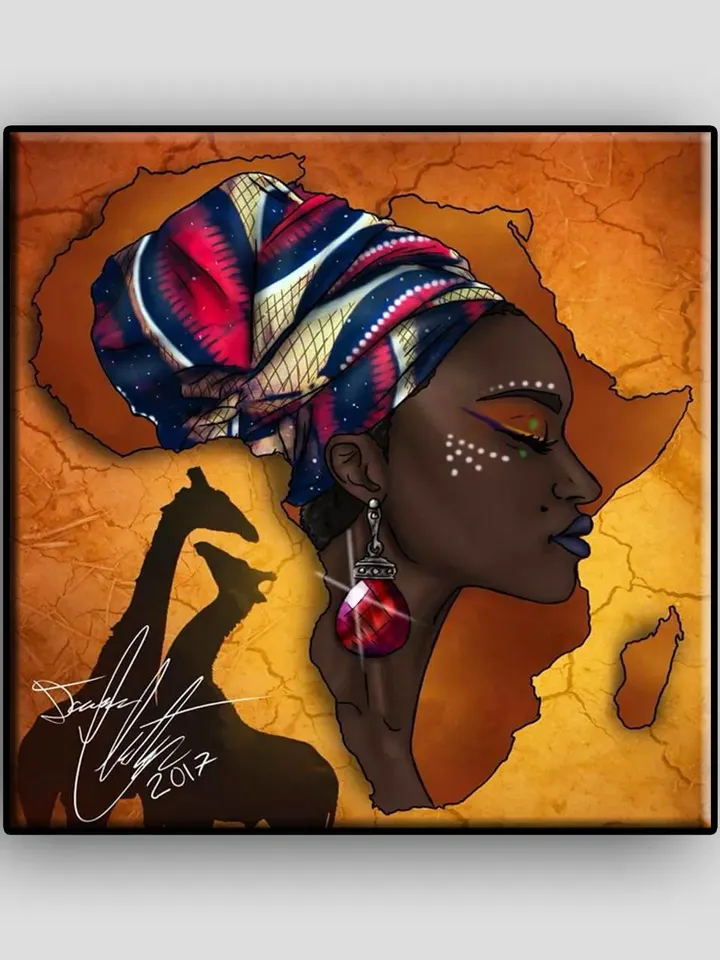 5d diamond painting african woman Print on Canvas , Floating Frame Option, Modern Wall Art, Extra Large Canvas Wall Art