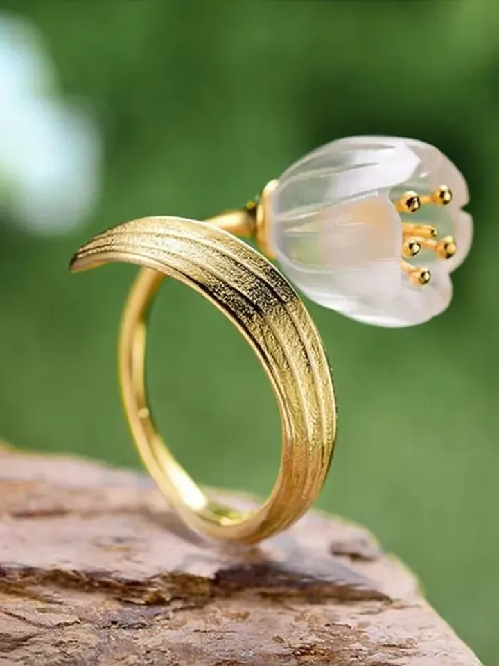 Lotus Flower Ring, Gold Flower Ring