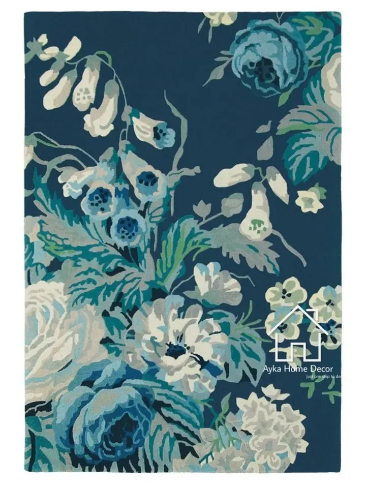 New Authentic Luxury Designed Multi Color Mixer Blue Peach Colored Floral rug High Quality long Durable rug /Flower Rug
