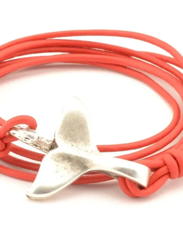 Couples Whale Tail Wrap Leather Bracelet, Matching Jewelry Gifts for Her and Him, Surfer Beach set of 2 Unisex Holiday Bracelet Fish Tail
