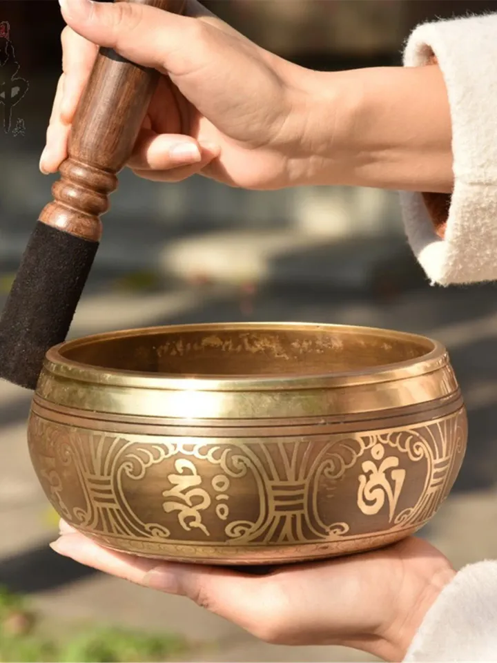 Gandhanra 4.2”- 6.5” Tibetan Singing Bowl,Engraved with Buddhism Mantra Cross Vajra for Sound Healing,Meditation,Chakra,Relaxation and Yoga