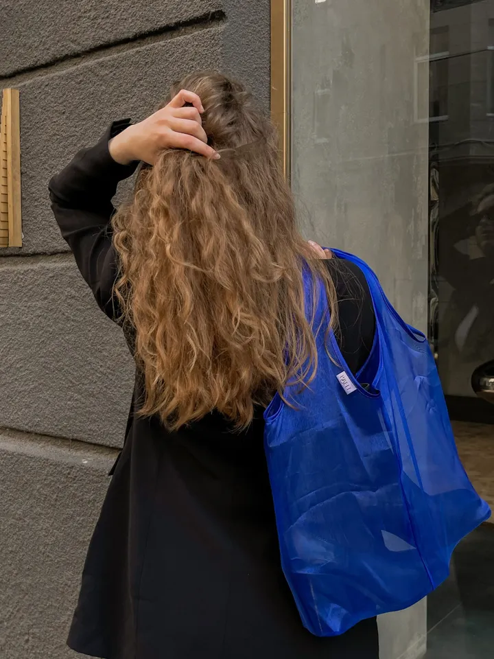 Blue tote bag aesthetic, Produce bags, Eco friendly bag, Beach bag