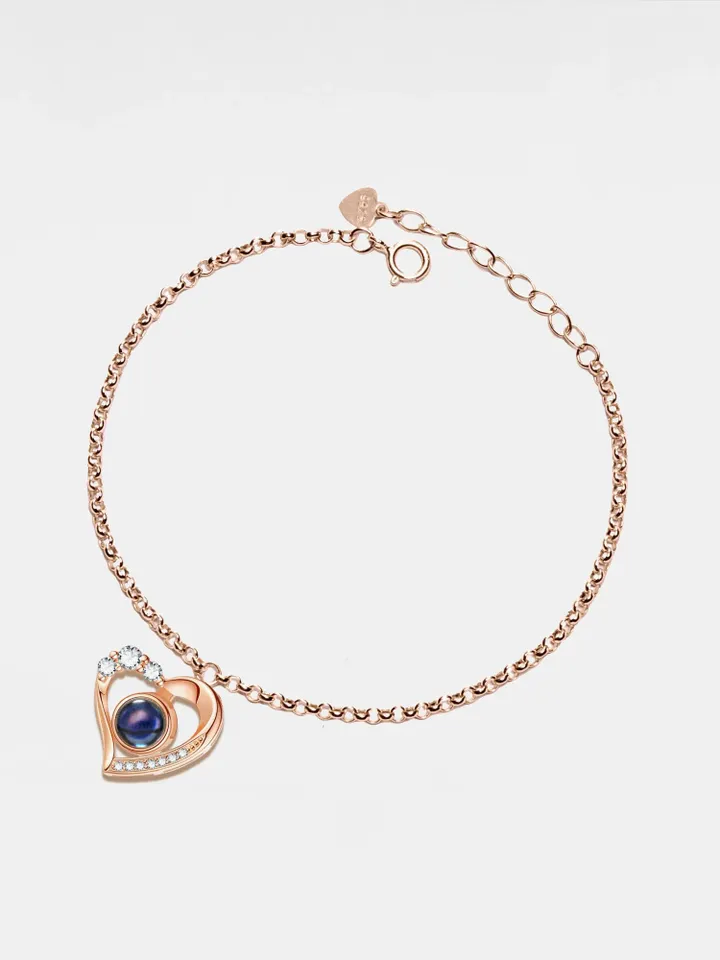 PERIMADE Custom Photo Projection Bracelet • Picture Inside Heart Charm Bracelet • Minimalist Pet Memorial Jewelry • Trendy Best Friend Gift