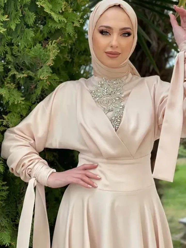 AHUNARE HIJAB - Wedding Dress, Muslim Evening Gown, Nikah, Islamic Wedding, Engagement, Bridesmaid,
