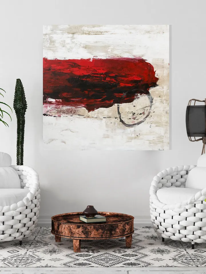 Abstract painting.Abstract Art. Original Painting.Square Painting. Modern Art. Red Painting. Acrylic on canvas. Home Decor
