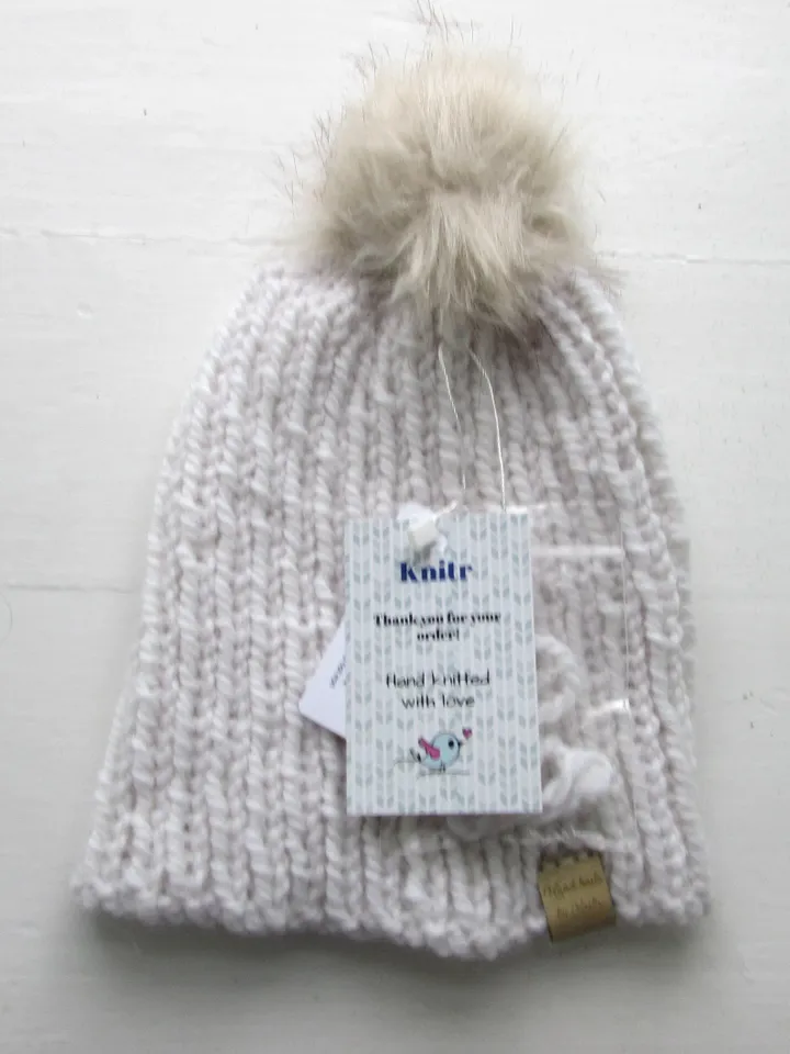 Super chunky rib hat, off white alpaca and wool, M size