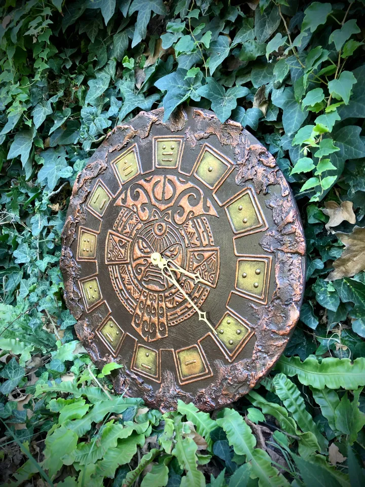 Large wall clock tribal totem polynesian mask 19"/49cm