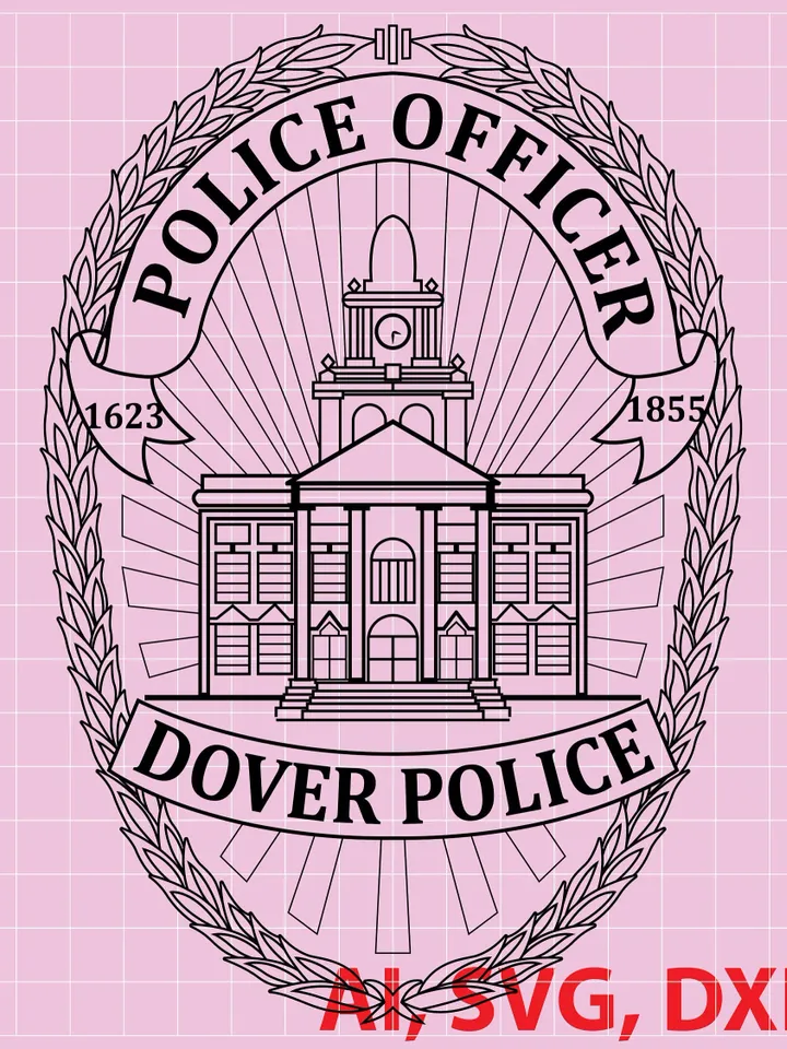 Dover Police Officer Badge, Logo, Seal, Custom, Ai, Vector, SVG, DXF, PNG,