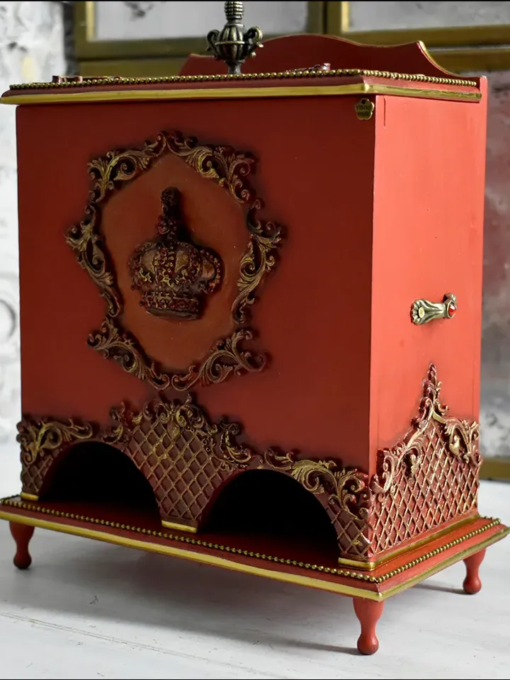 Red Double Teahouse for Storing Disposable Tea Bags CROWN