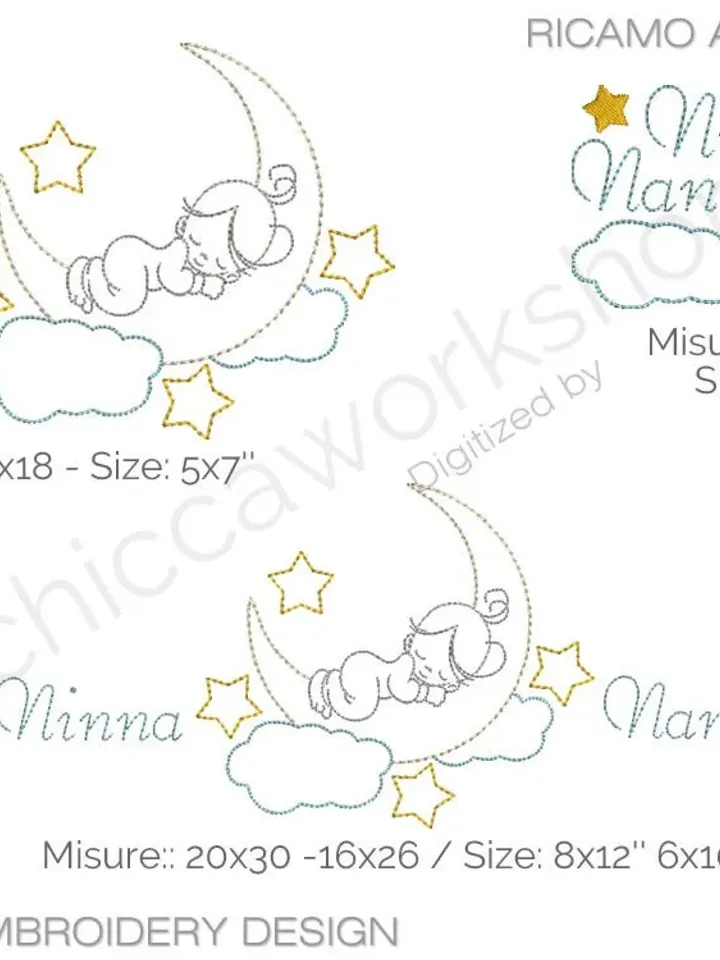 Coordinato Baby - Ninna Nanna - Ricamo a macchina