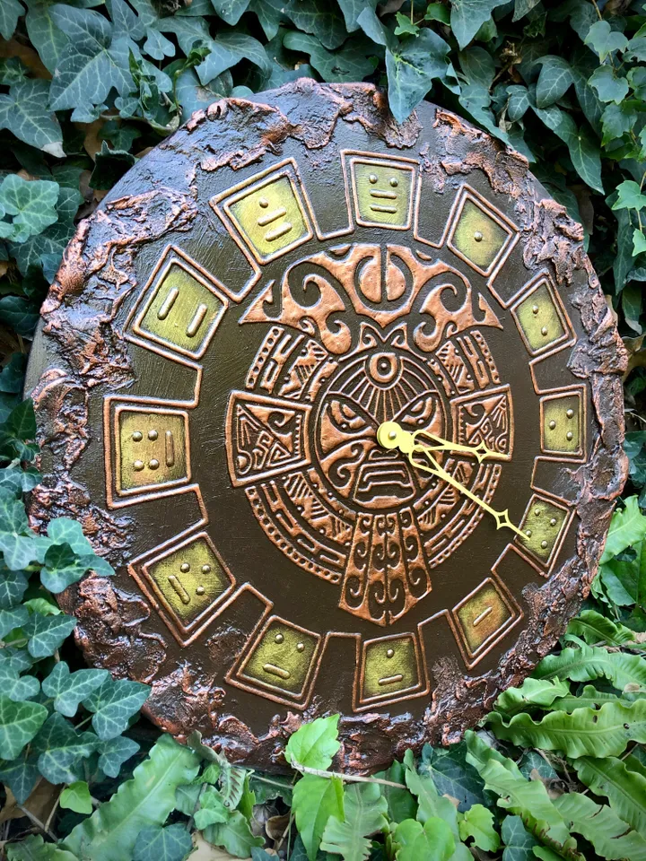 Large wall clock tribal totem polynesian mask 19"/49cm