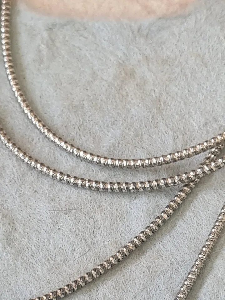 Long Hanging Sterling Silver Diamond Cut Necklace