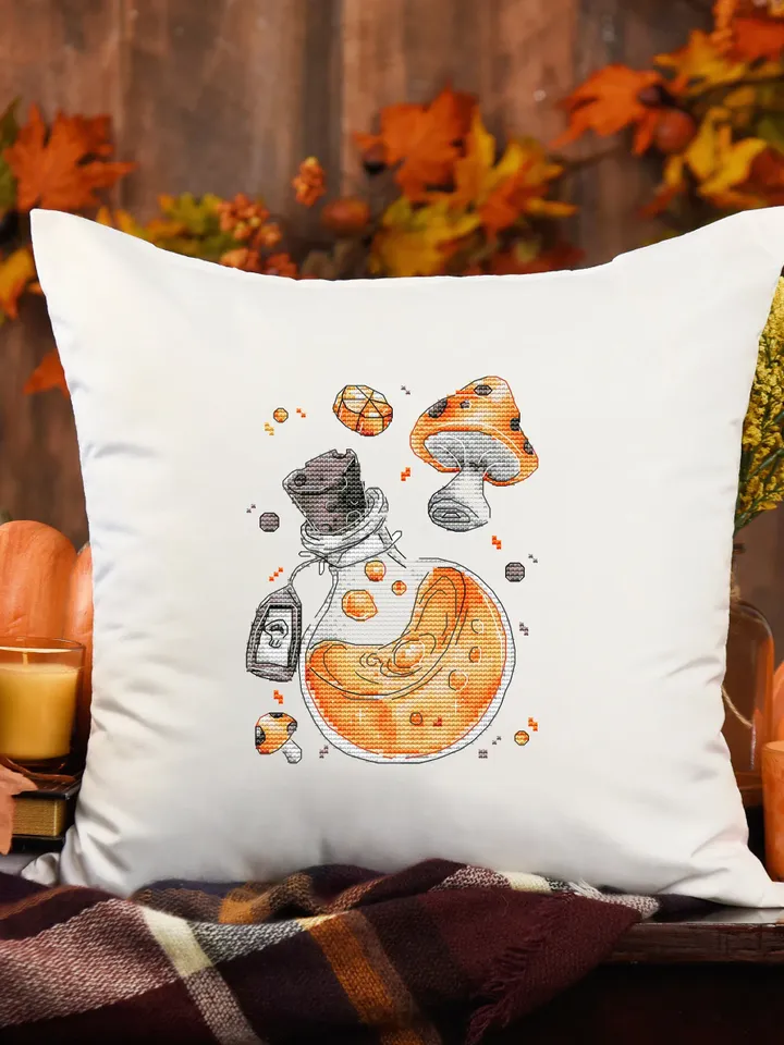 Halloween Cross Stitch Pattern PDF, Witch potions сross stitch chart instant download for beginners, Easy embroidery pattern