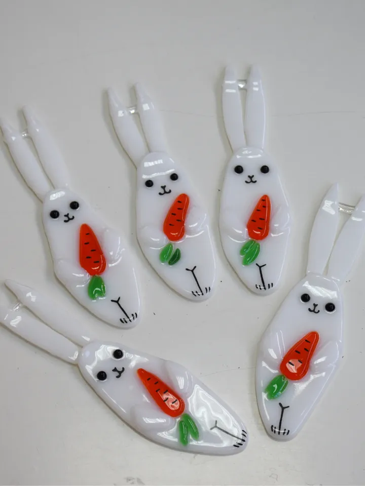 Rabbit christmas fused glass tree toys
