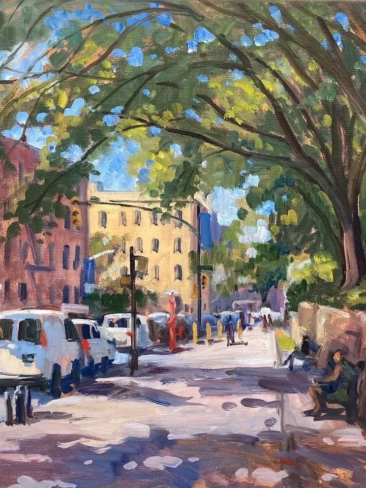 Large Original Cityscape Painting - Uptown Broadway/Inwood NYC - 18x24 Oil on Linen, New York Plein Air Impressionist Fine Art