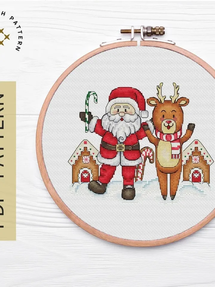 Winter Cross Stitch Pattern PDF, Winter Wonderland Cross Stitch, Santa Christmas Chart Instant Download