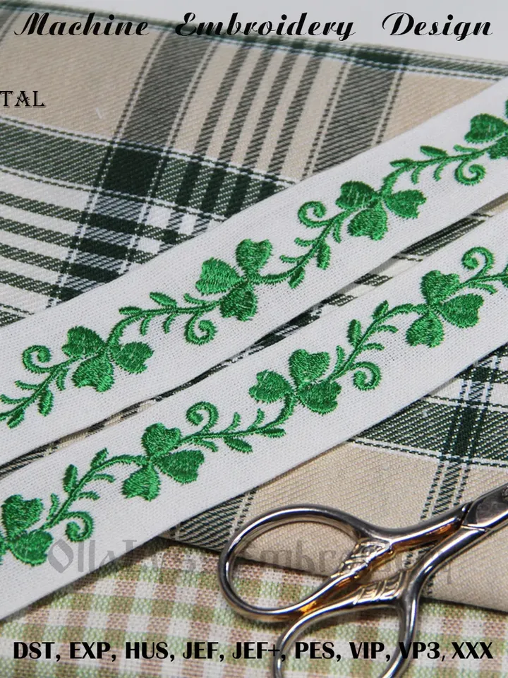 Shamrock endless border embroidery design