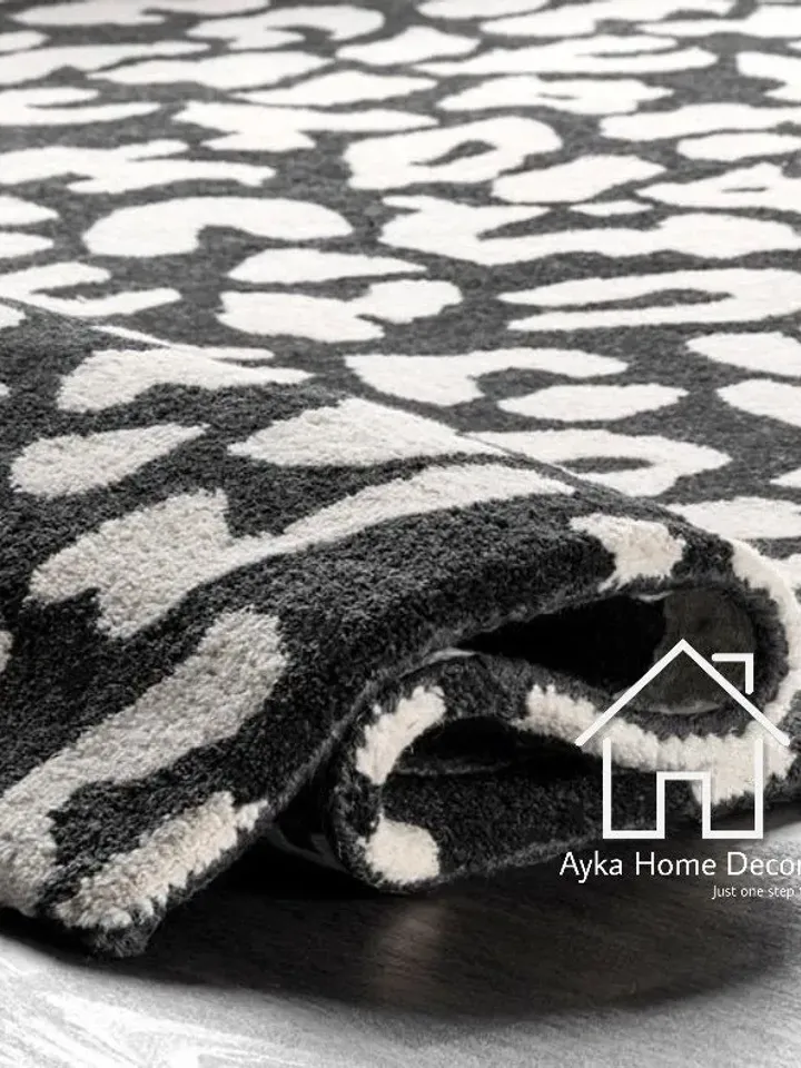 Ayka 100% Pure Woolen Area Rug For Hall Kitchen Living Room Bed Room Dining Room Kids Room Carpet /Black Blue White Rugs /Hall Rug Christmas