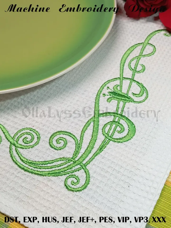 Art-nouveau motif embroidery design