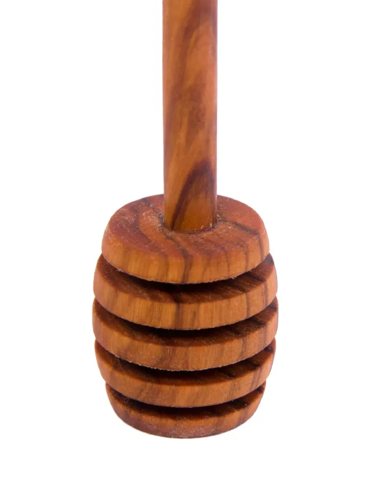 Olive Wood Honey Dipper / Drizzler - Wooden Honey Stick Server - AKwood
