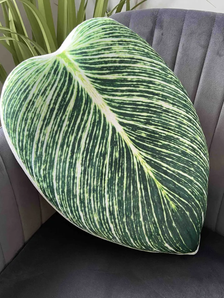Philodendron Birkin pillow / Philodendron Birkin / Birkin leaf cushion / plant lover gift / plant pillow / leaf pillow / Birkin pillow