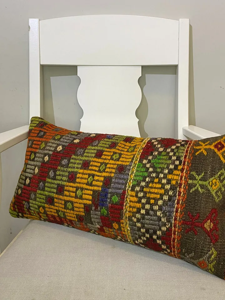 Turkish Tapestry Pillowcases - Ethnic Chic Cushion Covers for Farmhouse Style Home Decor, 60x30cm Geometric Design