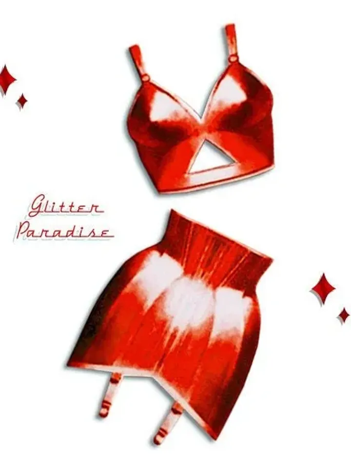 Bettie's Brassiere & Girdles Set Red - Retro Lingerie - Vintage Sleaze - 1950's Lingerie - Bettie Page - Retro Underwear - Glitter Paradise®