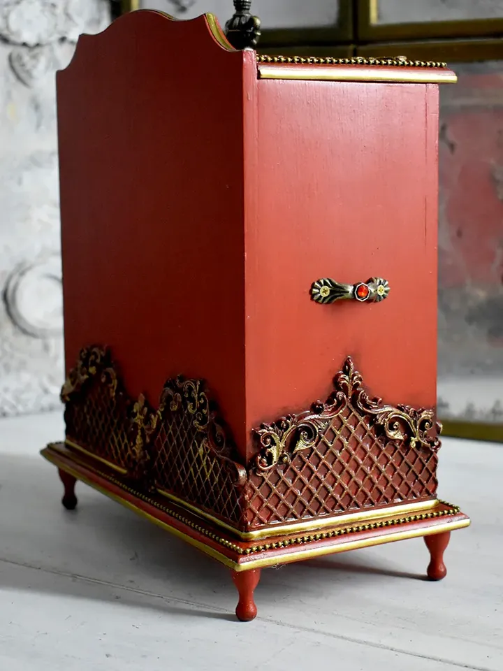 Red Double Teahouse for Storing Disposable Tea Bags CROWN