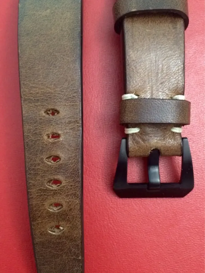 Watch Straps 22mm in Vintage Brown Genuine Leather with 20mm Black Watch Buckle, 20mm Personalise Wrist Watch Band, Anniversary gift ideas
