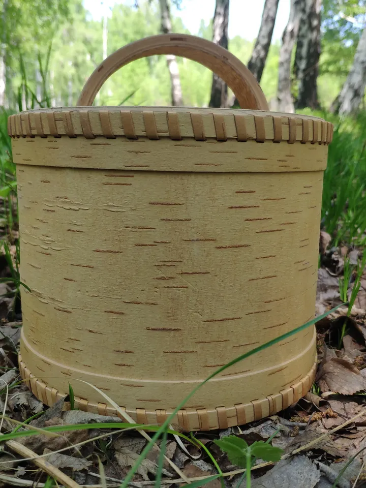 Birch bark box, wood box