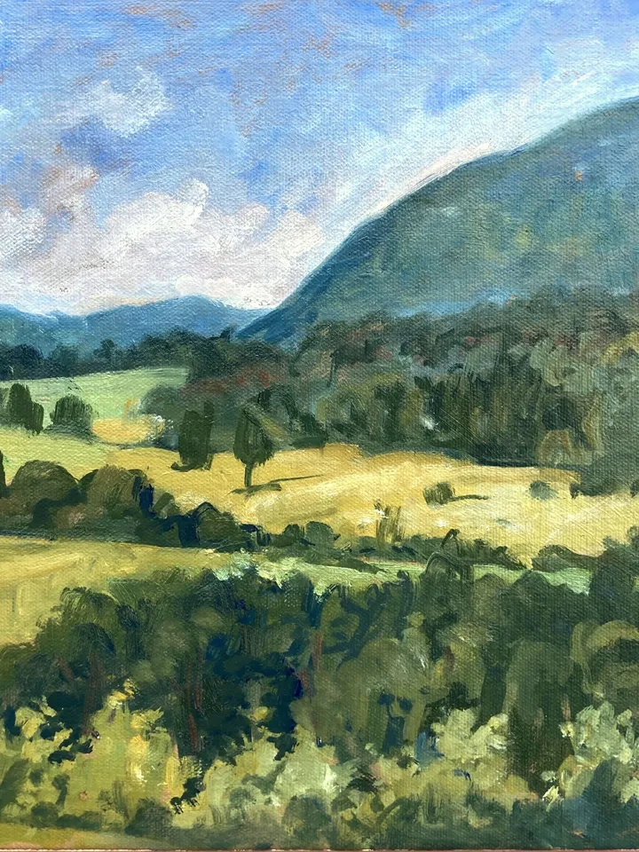 Original Landscape Painting - Summer Idyll/Berkshires- 12x12 Oil on Canvas, Plein Air Impressionist Fine Art, Signed Original