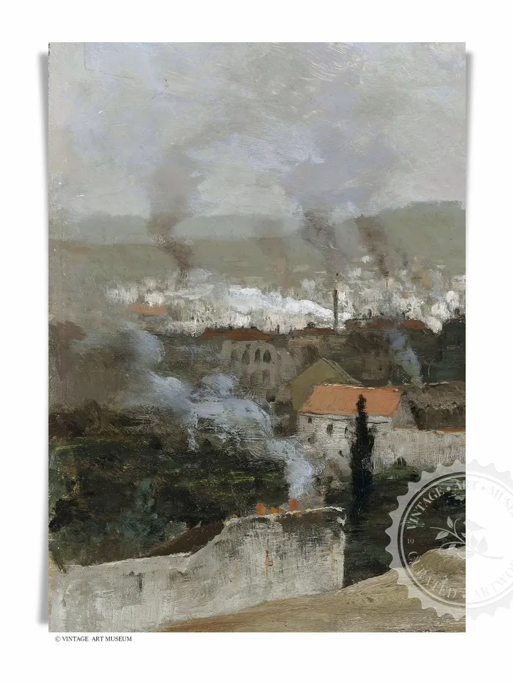 Parisian Cityscape French Oil Painting, Moody Printable Art, Vintage Farmhouse Wall Decor | 288