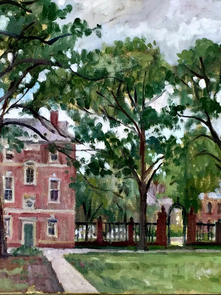 Large Original Landscape Painting - Overcast/Williams College/Sage Hall- 16x24 Oil on Linen, Signed Plein Air Impressionist Fine Art