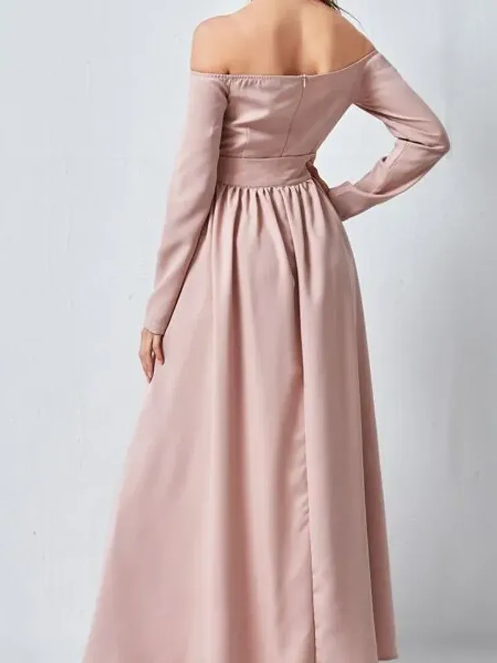 Off the Shoulder Long Sleeve Belted Jumpsuit With Skirt Women Ladies