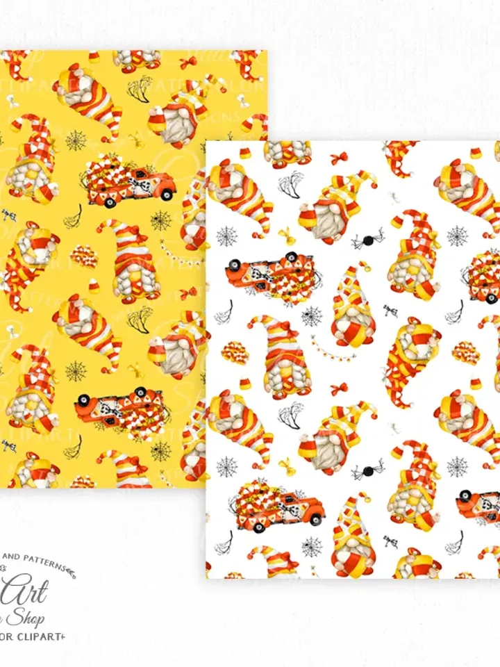 Download Seamless patterns. Halloween gnome. Candy corn gnome. Holidays. Download Seamless Patterns. OliArtStudioShop