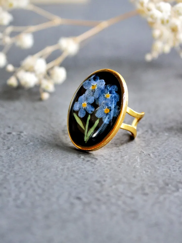 Cocktail ring Flower ring Forget-me-not ring Floral jewellery