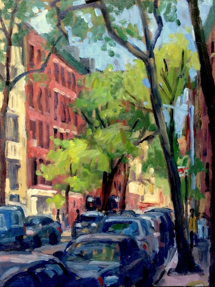 East Village Cityscape Painting - 6th St and Ave A/NYC - 11x14 Oil on Panel, Urban New York Landscape, Plein Air Impressionist Original