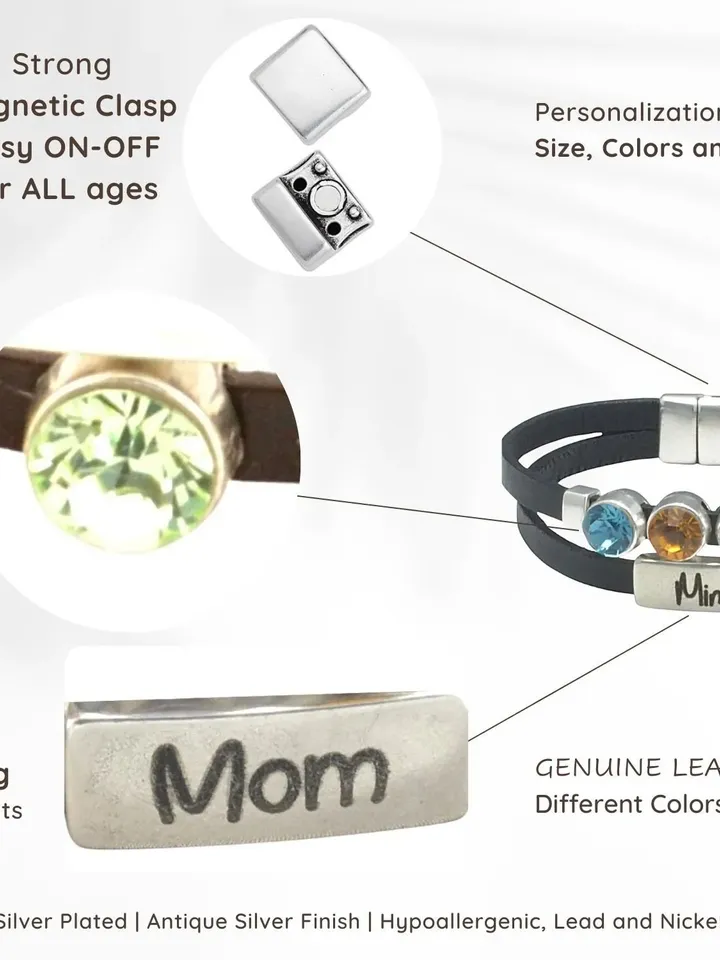 Personalized Multiple Birthstone Bracelet | Own Customized Family Bracelet with Birthstone | Women Jewelry Birthday Birth Stats Gift For Her