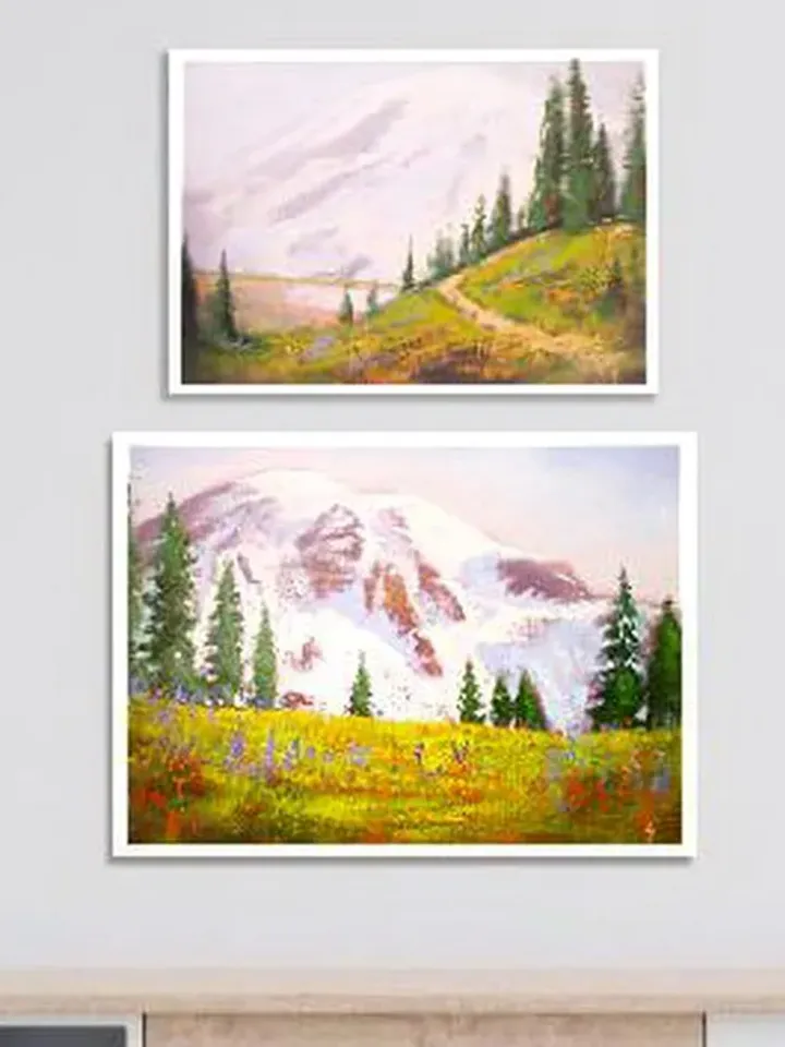 Mount Rainier Painting "SUMMER SNOW ON Mt RAINIER" Painting on Canvas Original Art by "Walperion Paintings"
