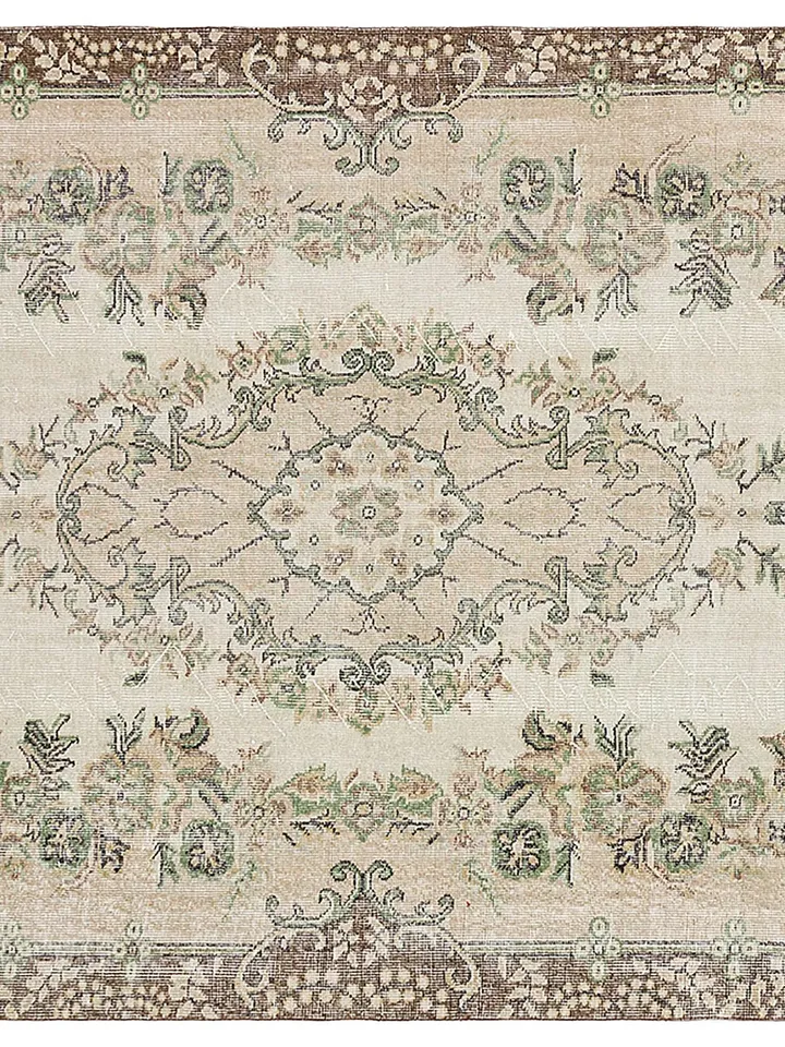 Boho Turkish Rug - Natural Handwoven Oushak Carpet, Bohemian Kilim, Anatolian Series, 5.7 x 9.5 ft