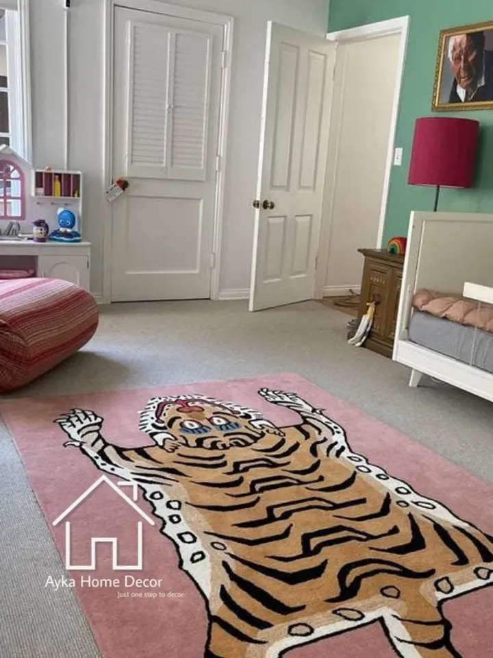 Leopard 100% Handmade Woolen Area Rug For Hall Kitchen Living Room Bed Room Bath Room Dining Room Kids Room Carpet / Chita / Christmas Gift