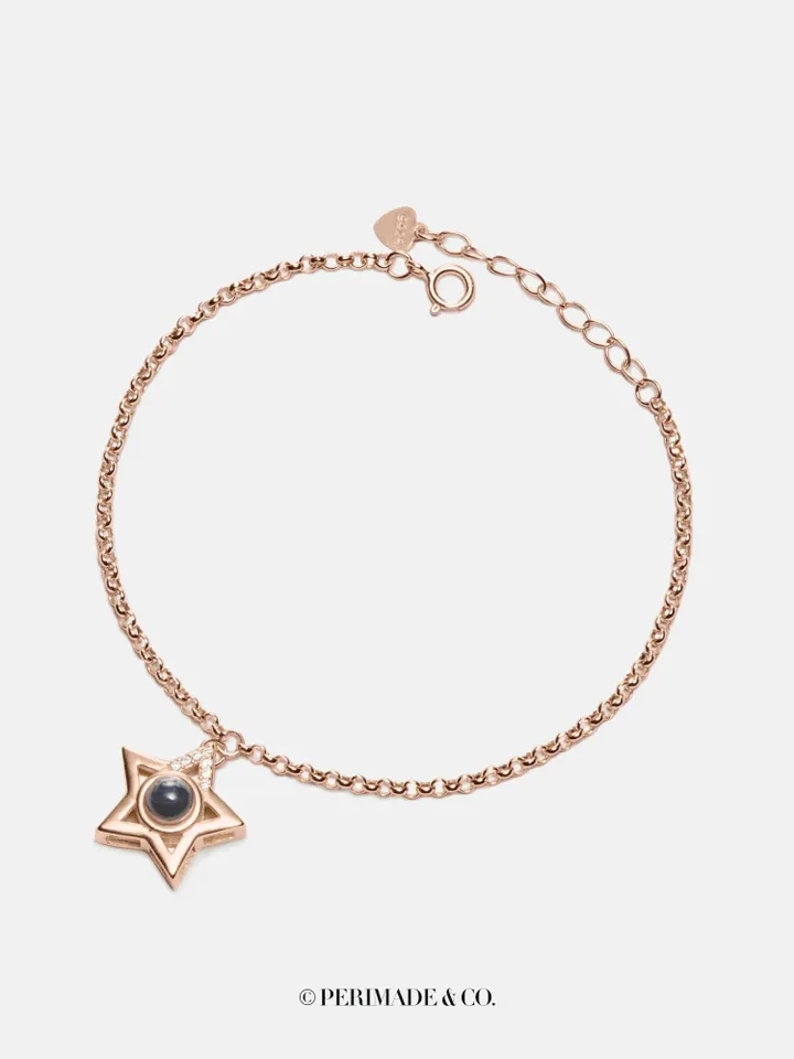 PERIMADE Custom Star Projection Bracelet • Personalized Picture Inside Bracelet • Minimalist Pet Memorial Jewelry • Trendy Best Friend Gift