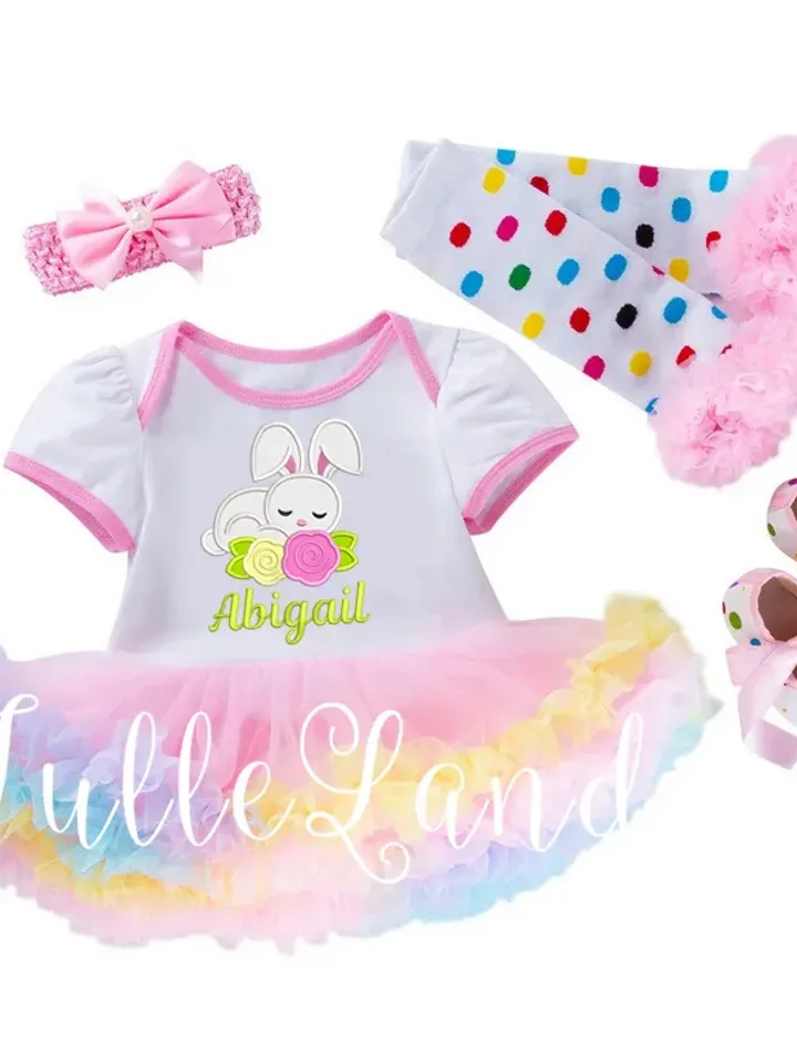 Easter Sleeping Bunny Cute Rabbit Easter Sunday Outfit Floral Bunny Rabbit Design applique for Machine Embroidery