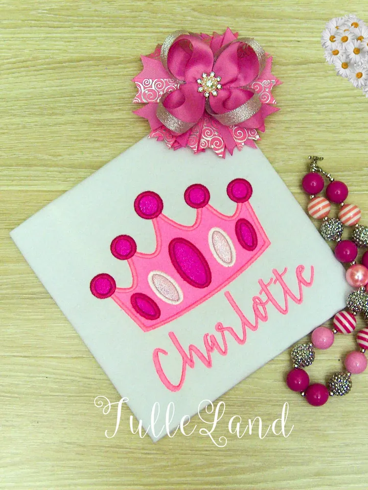 Princess Crown Tiara foe Girl Design Applique for Machine Embroidery