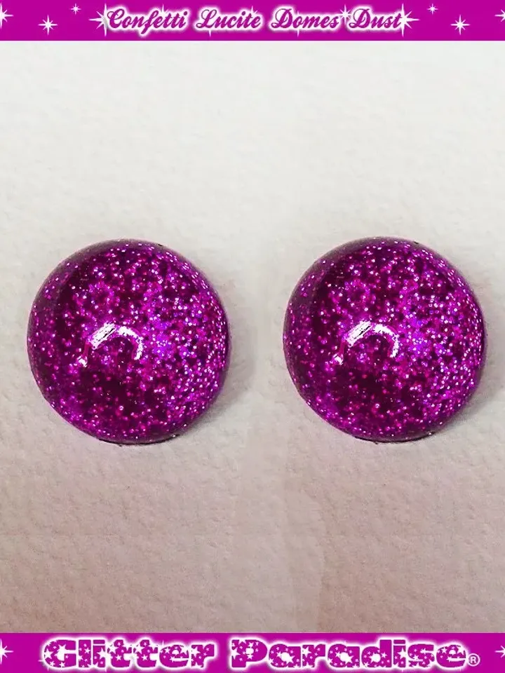 Lucite Small Dômes - Earrings - Confetti Lucite - Glitter Dômes - Retro Jewelry - Mid-Century Jewelry - Vintage Inspired - Glitter Paradise®