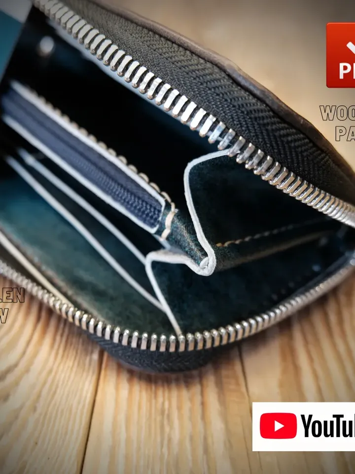 Leather pattern download - Zipper wallet. ZW1