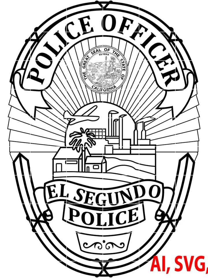 Police Badge, El Segundo Police Officer Badge, Logo, Seal, Custom, Ai, Vector, SVG, DXF, PNG, Digital
