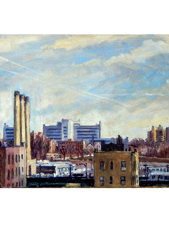 Original New York Landscape Painting -The Long View/Inwood/NYC- 10x17 Oil on Canvas, Impressionist Plein Air Fine Art, Signed Original