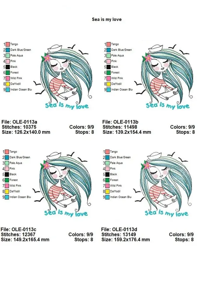 Sea is my love machine embroidery design