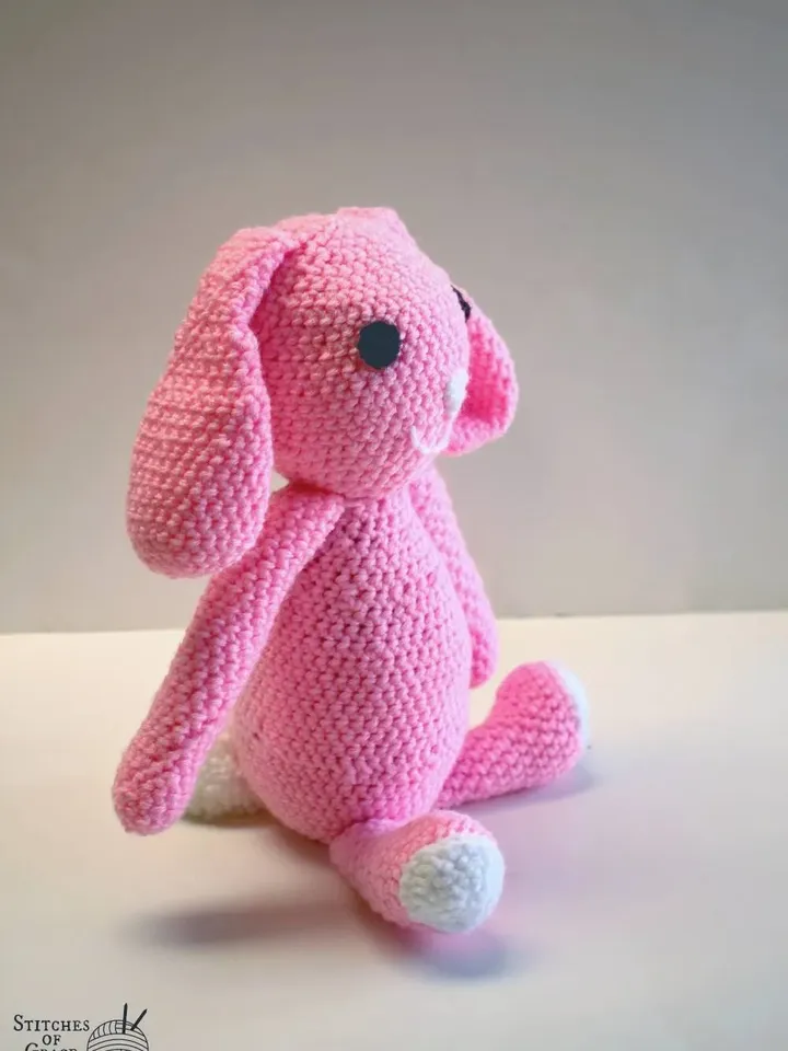 Crochet Amigurumi Bunny Rabbit Plushie, Toy Doll Stuffed Animal, Easter Basket, Rabbit with Long Ears, Spring Peep, Jumbo Pink Bunny Rabbit